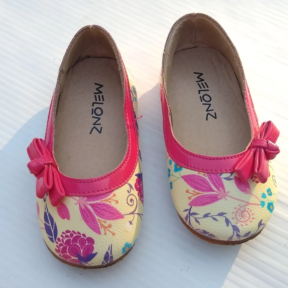 MELONZ baby girl pink floral slip-on flats
